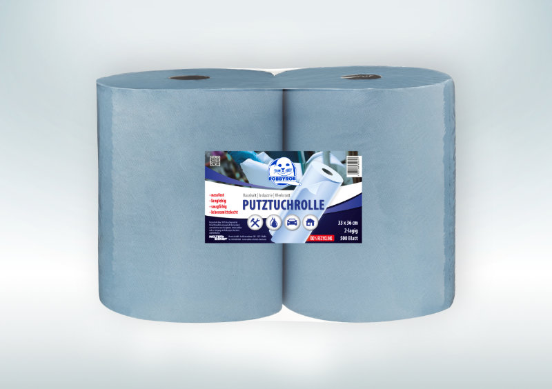 Produktbild Cleaning Cloth Roll recyclable blue 2-ply 33x36 cm 500 sheets