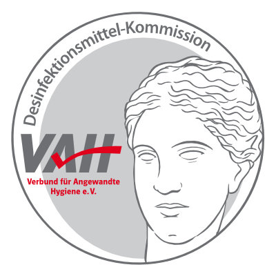 logo Zertifikat Verbund für Angewandte Hygiene (VAH)<br />ROBBYROB Händedesinfektion